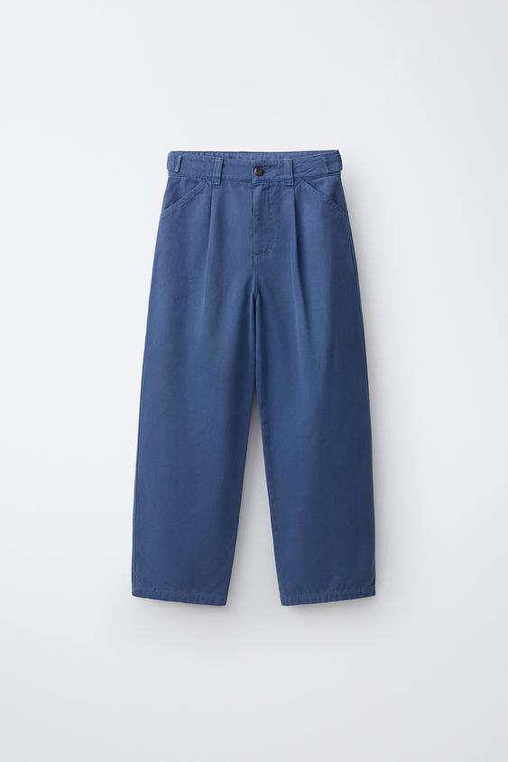 PANTALON WIDE LEG EFFET DÉLAVÉ - Bleu de Zara - Image 0