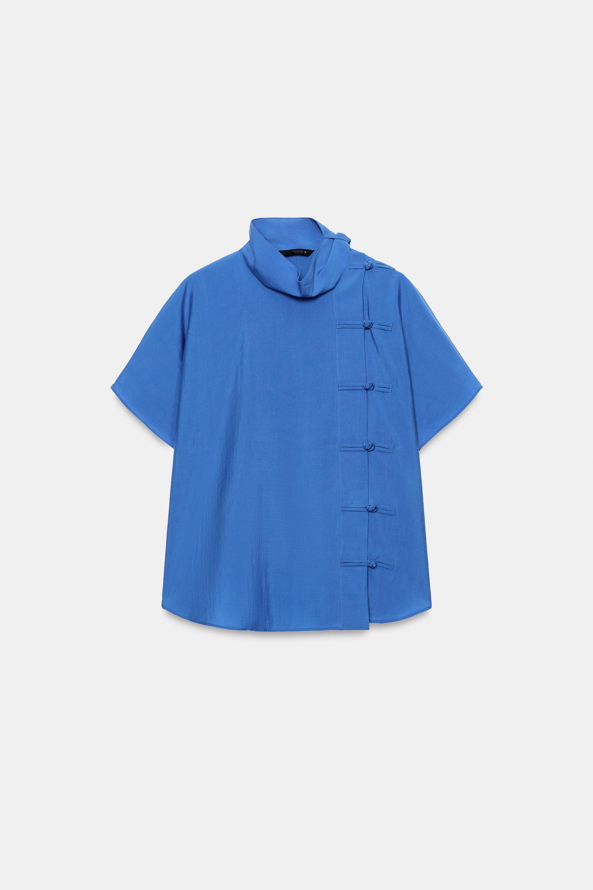 Женские рубашки Zara ZW COLLECTION FROG FASTENING SHIRT — фото 4