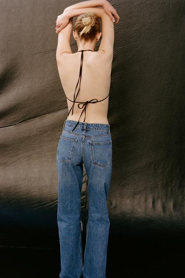 TRF RIPPED WIDE-LEG MID-WAIST JEANS - Navy blue by Zara - Image 1
