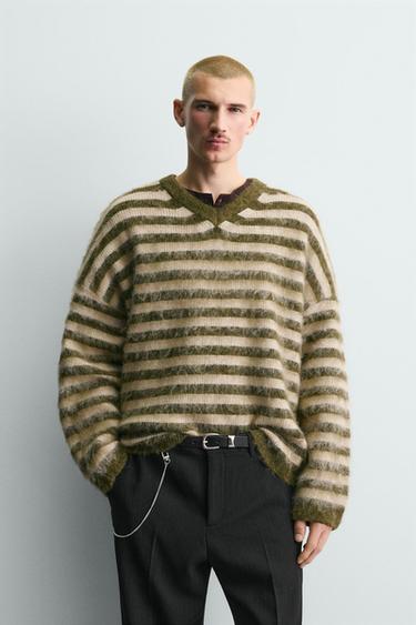 BRUSHED STRIPED JUMPER - Green by Zara