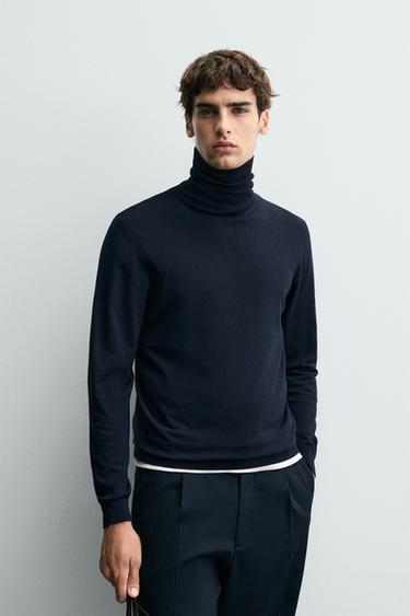 BASIC HIGH NECK SWEATER - Navy blue by Zara