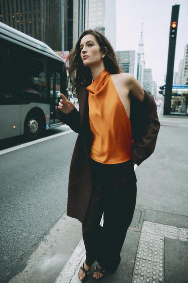 CASACO LONGO COM LÃ - Marrom da Zara - Imagem 0