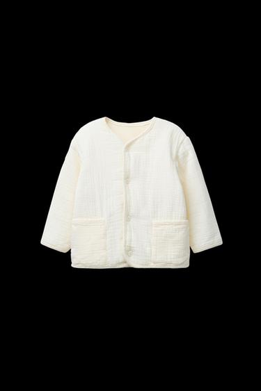 Zara TEXTURED QUILTED JACKET - Ecru - Image 0