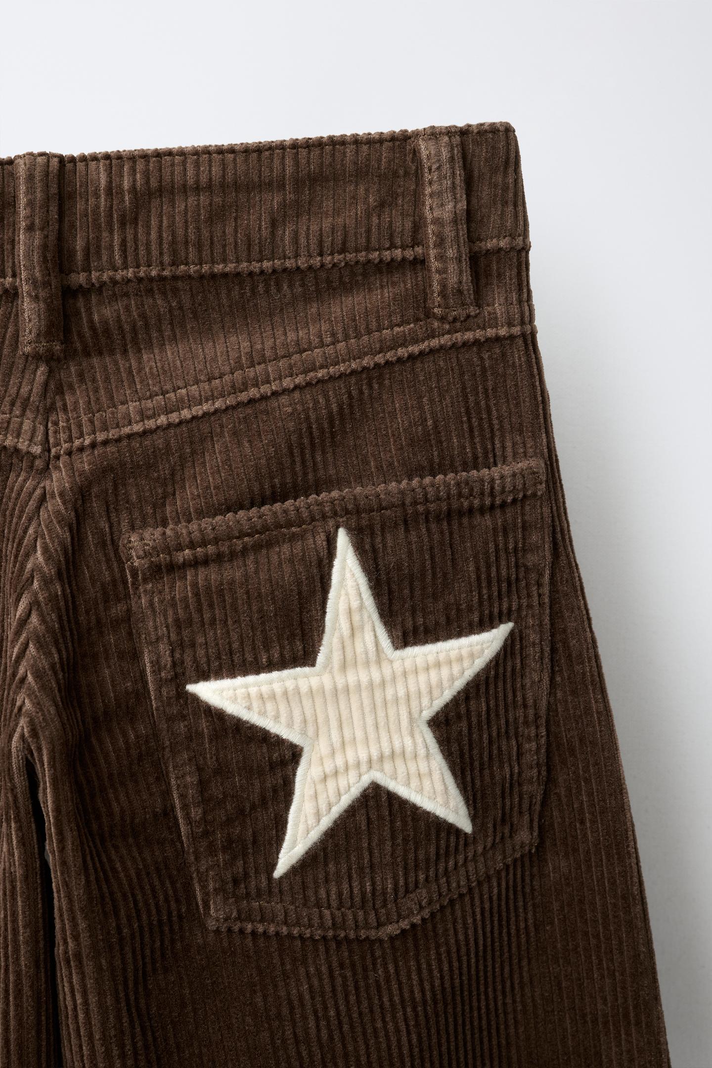 Детские брюки Zara Star Corduroy Wide-Leg, цвет: Коричневый — фото 4
