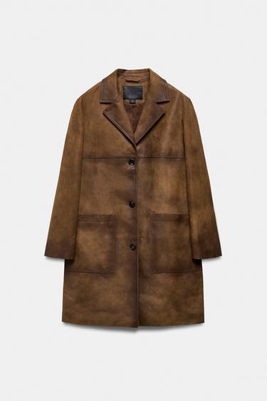 100% LEATHER COAT ZW COLLECTION LIMITED EDITION - Light brown by Zara - Image 8