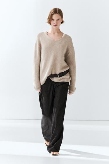 Pull à col en V 100 % cachemire - Vison de Zara - Image 0