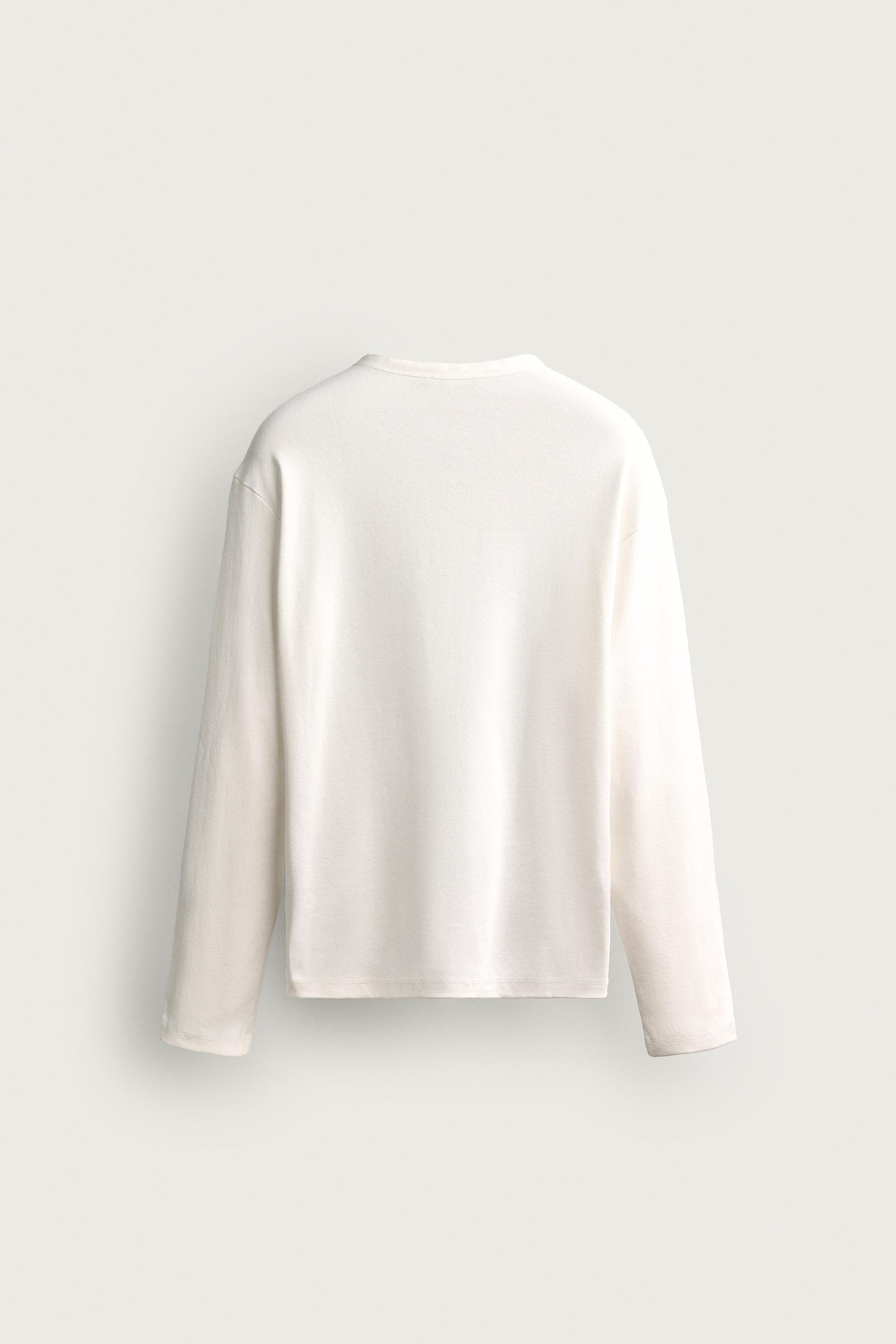 RELAXED FIT HENLEY T-SHIRT — White