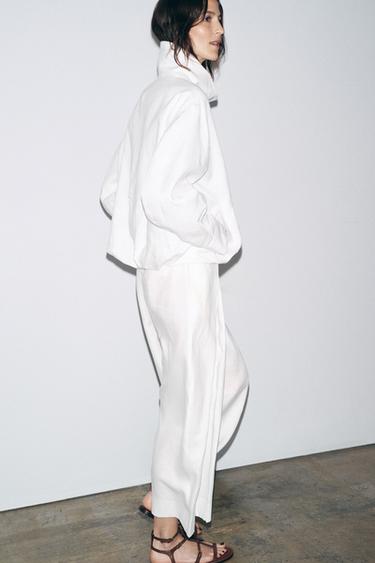 BOMBER 100 % LIN ZW COLLECTION - Blanc de Zara - Image 4