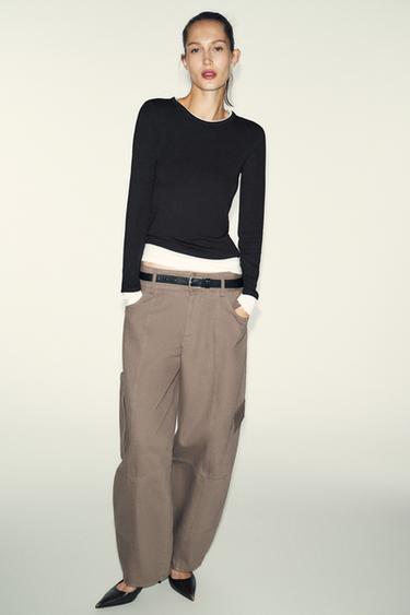 T-SHIRT DOUBLE CONTRASTE - Noir de Zara