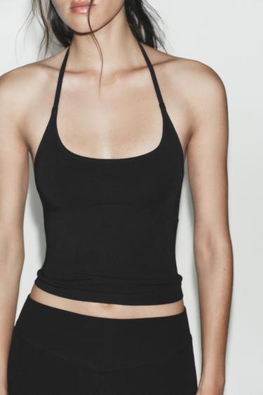 TOP HALTER SEAMLESS - Negro de Zara