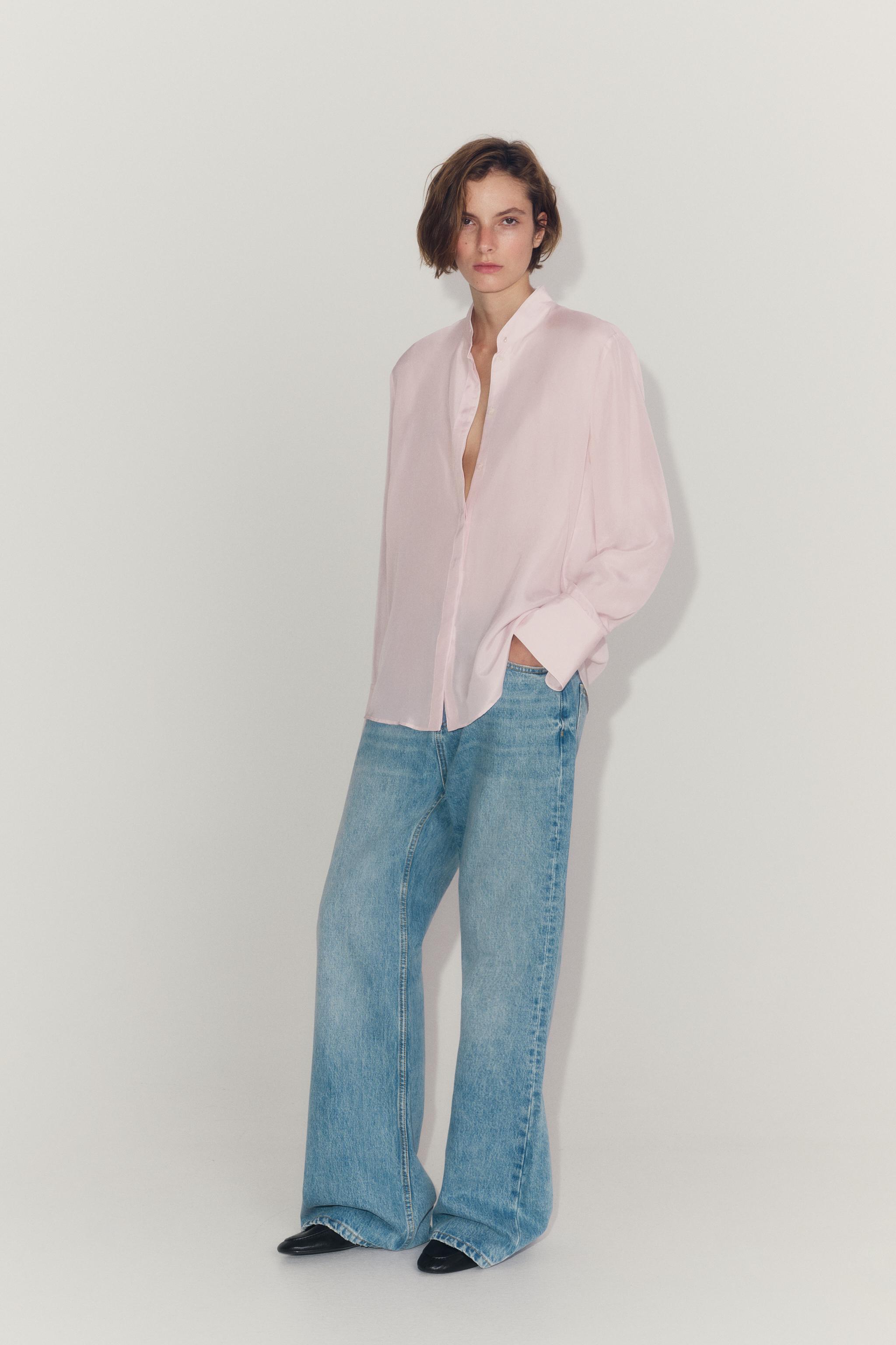 Женские рубашки Zara CONTRASTING SILK ZW COLLECTION SHIRT