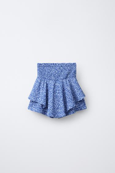 FLORAL LAYERED BERMUDA SKORT - Blue by Zara - Image 1