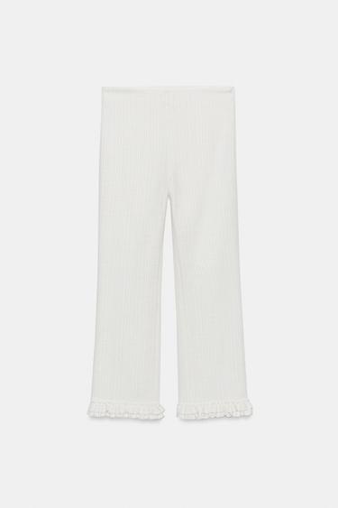 MINI FLARE TROUSERS WITH RUFFLES - Ecru by Zara - Image 0