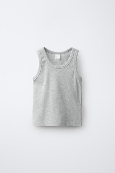 CAMISETA RIB LISA - Gris vigoré de Zara