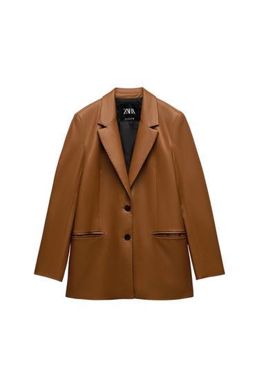 FAUX LEATHER BLAZER