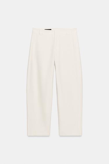 TROUSERS WITH BELT LOOPS - Ecru by Zara - Image 0