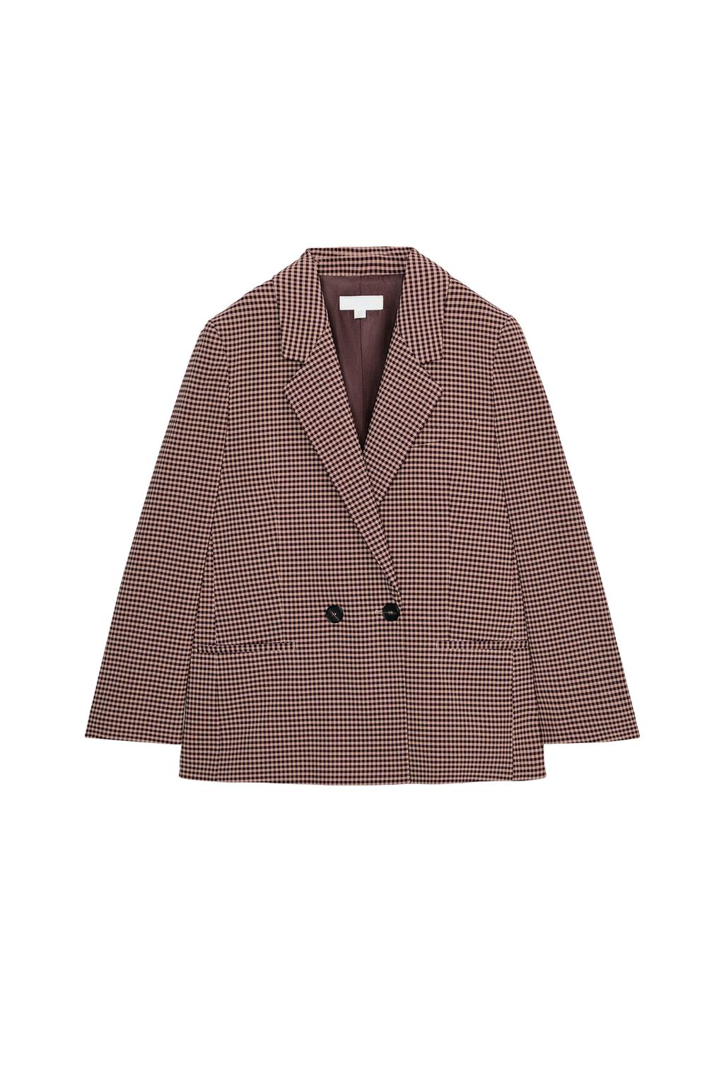 OVERSIZED PLAID DOUBLE-BREASTED BLAZER - image 3