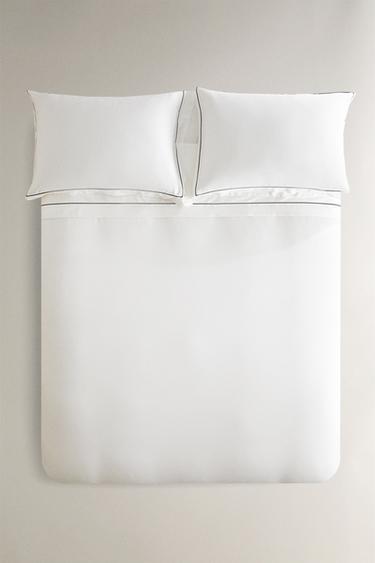 트리밍 디테일 새틴 이불 커버 - Zara 블랙