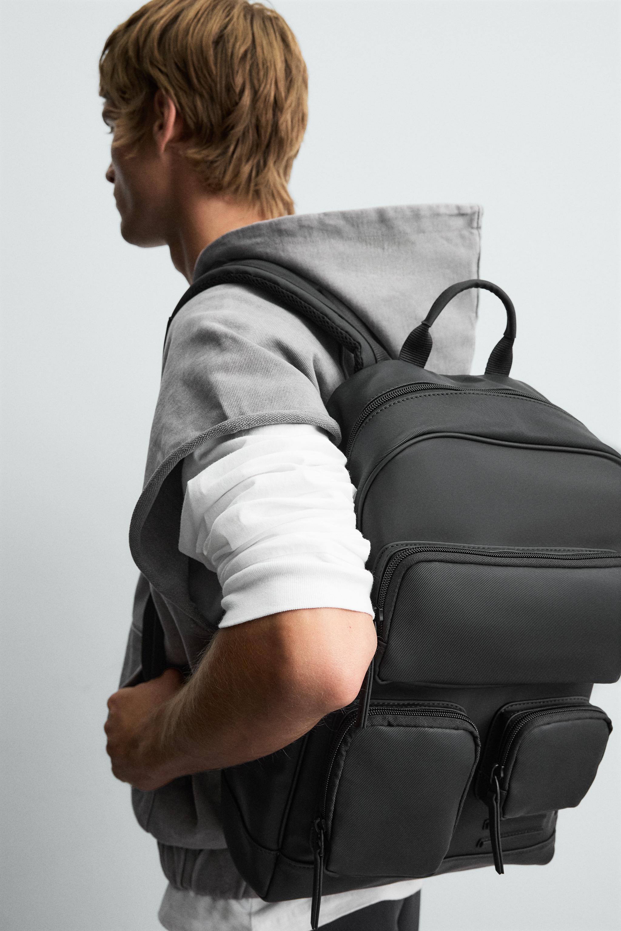RUBBERIZED MULTI-POCKET BACKPACK - Black | ZARA United States RUBBERIZED MULTI-POCKET BACKPACK - Black | ZARA United States