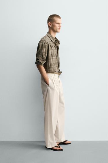 CHEMISE FLUIDE À CARREAUX - Kaki de Zara - Image 3