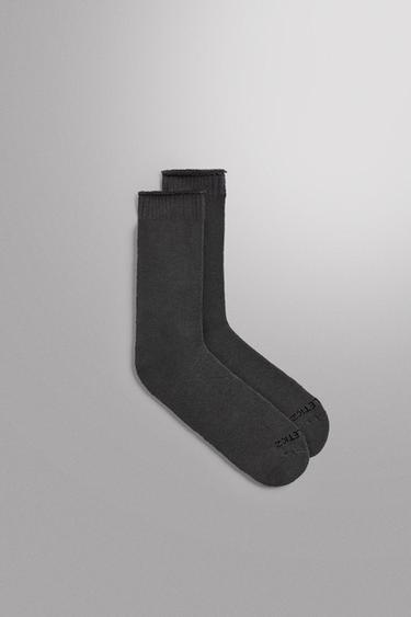 COTTON BLEND TERRY SOCKS - Grey by Zara