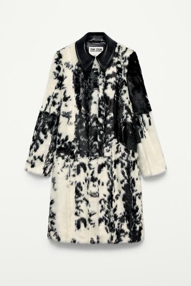 Zara ANIMAL PRINT COAT - THE ITEM ZARA WOMAN - Black / White