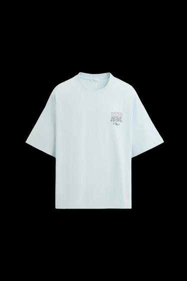 Zara TEXT PRINT T-SHIRT - Sky blue - Image 0
