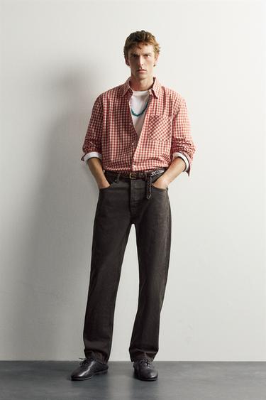 Zara AARON LEVINE X ZARA CHECKED TWILL SHIRT - Ecru / Red