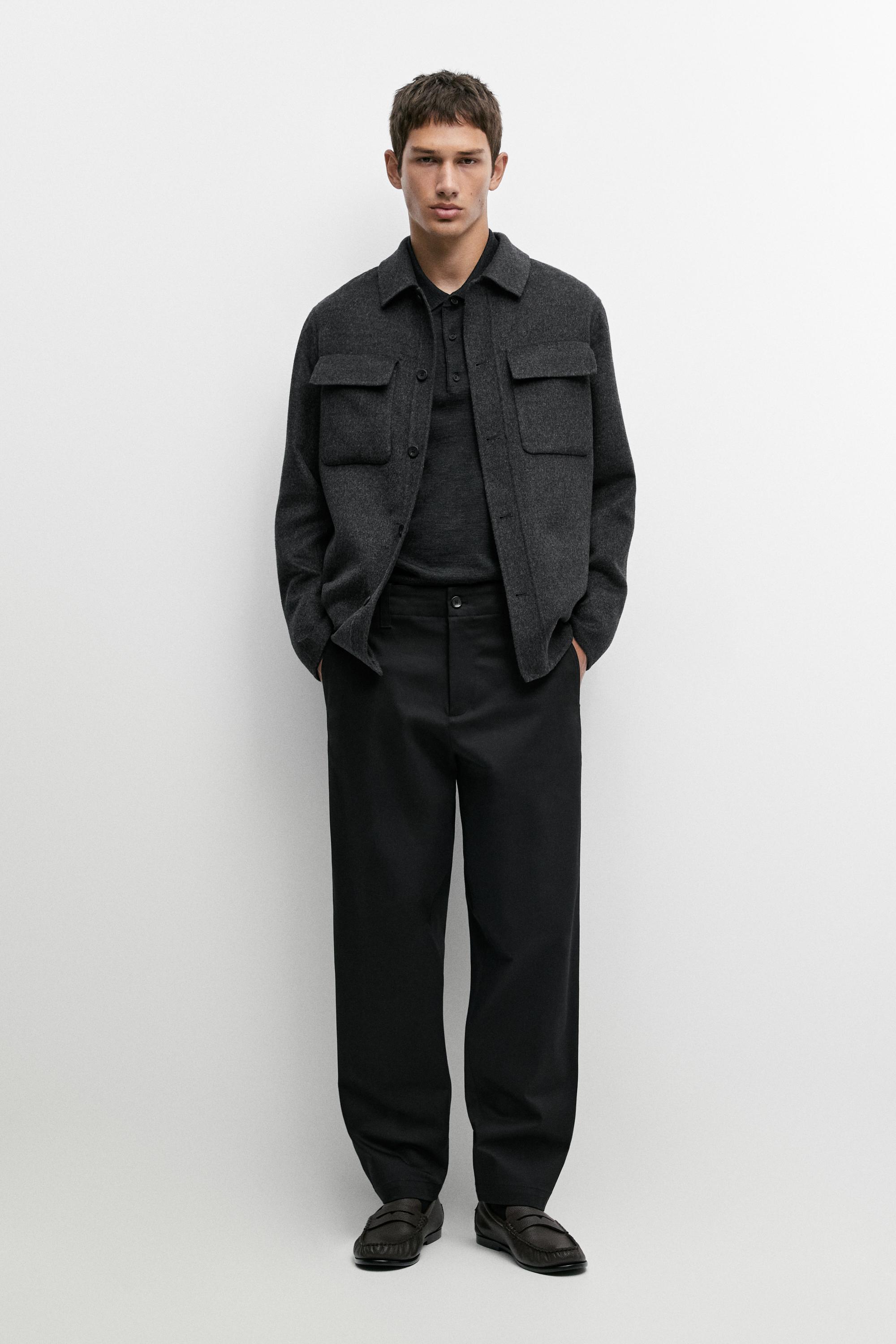 Cotton blend pants with waist detail — Black