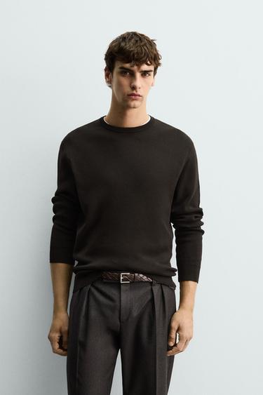 JERSEY REGULAR FIT ALGODÓN - Marrón oscuro de Zara