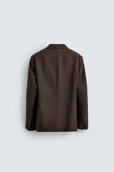 REGULAR FIT 100% WOOL BLAZER - Brown by Zara - Image 7