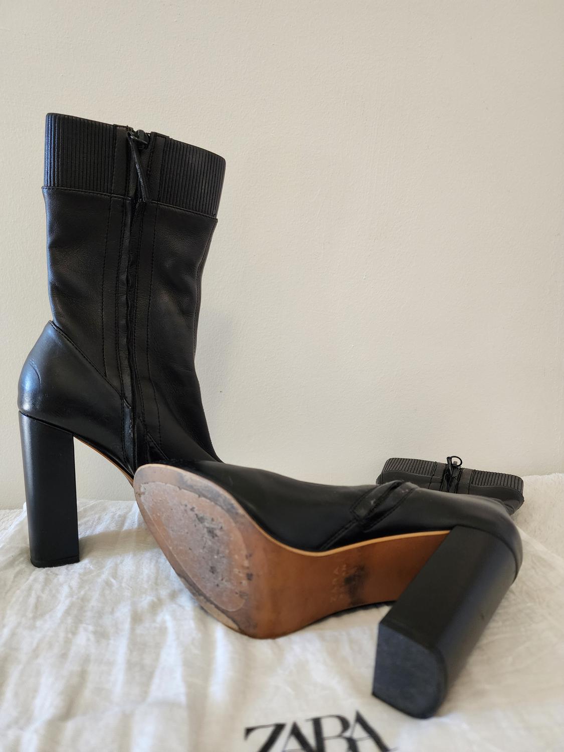 BLACK SOCKS ANKLE HIGH HEEL BOOTS - Image 8