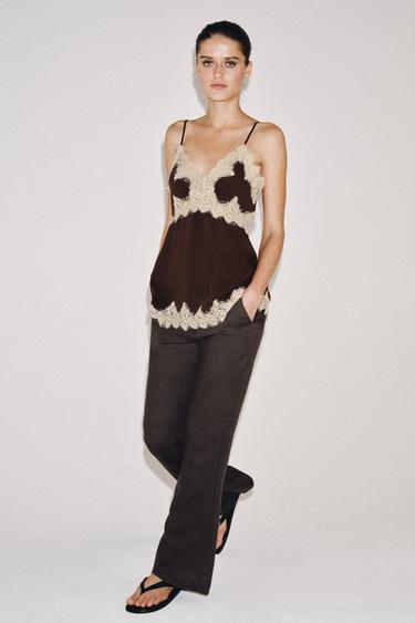 TOP STYLE LINGERIE EN DENTELLE ZW COLLECTION - Marron de Zara - Image 3