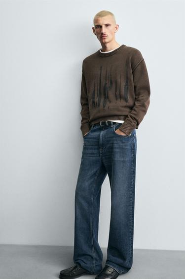 PULL IMPRIMÉ DÉLAVÉ - Marron de Zara - Image 5
