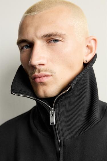BOMBER JACKET WITH HIGH COLLAR — Black 2