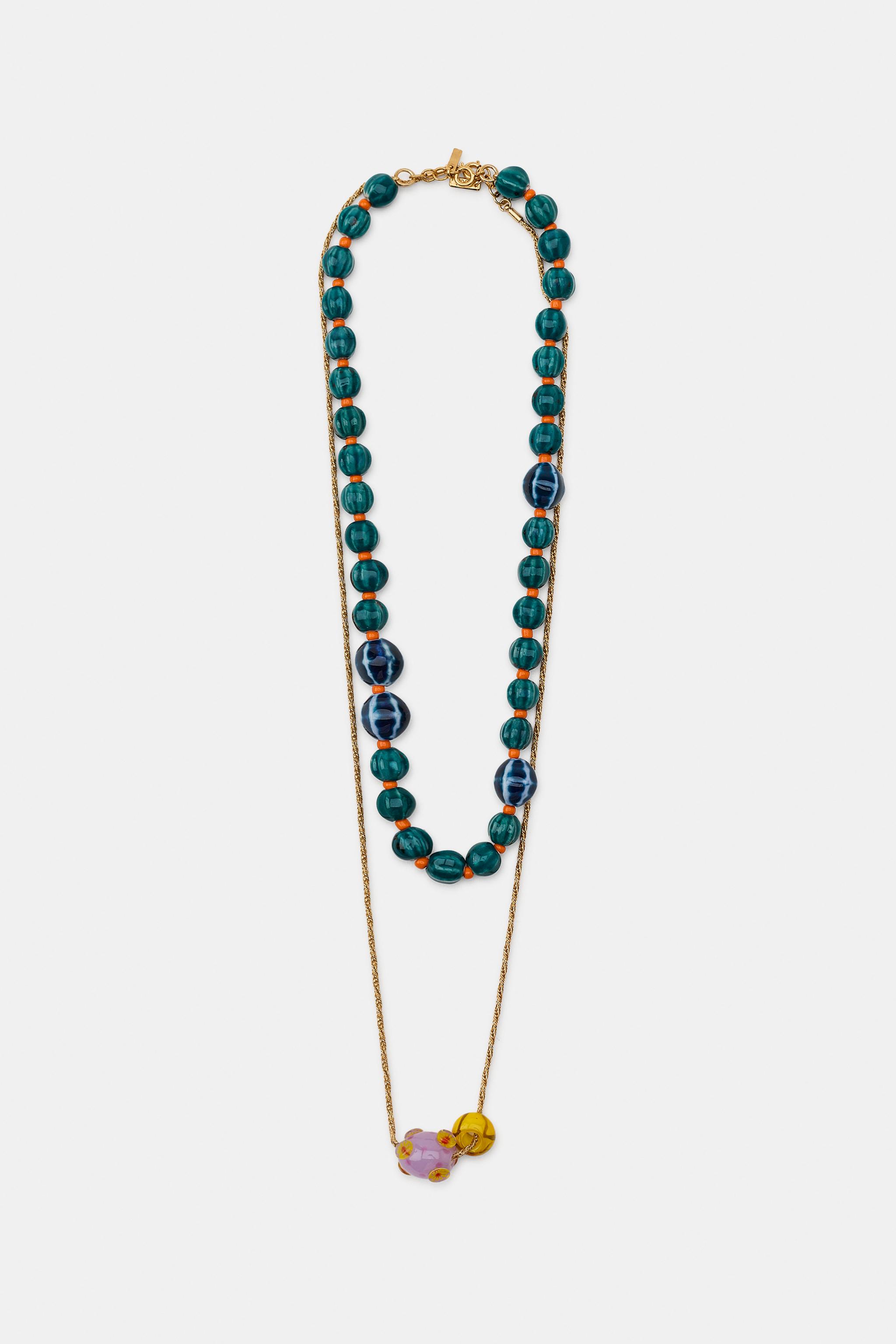 Женские аксессуары Zara PACK OF 2 CERAMIC BEAD CORD NECKLACES — фото 3
