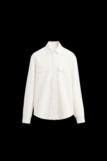 Zara DENIM OVERSHIRT - Oyster-white - Image 0