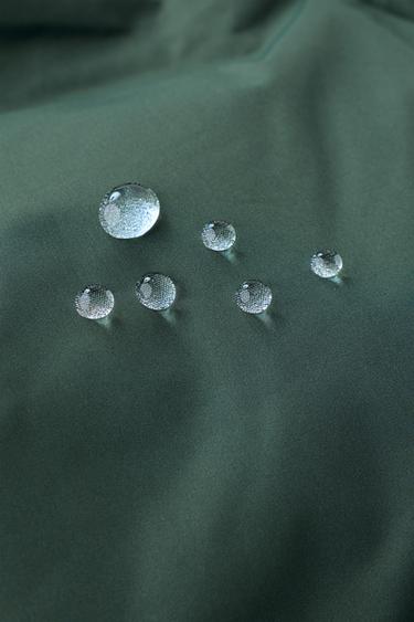 WATER-REPELLENT QUILTED COAT WITH HOODIE - Green by Zara - Image 11