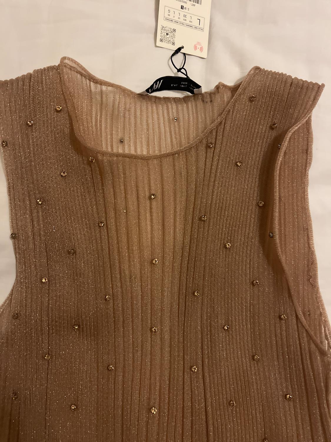 SEMI-SHEER KNIT TOP WITH RHINESTONE BEADS - Image 3