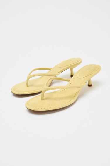 SANDALE MIT KITTENHEEL IN SOFT-OPTIK - Gelb von Zara