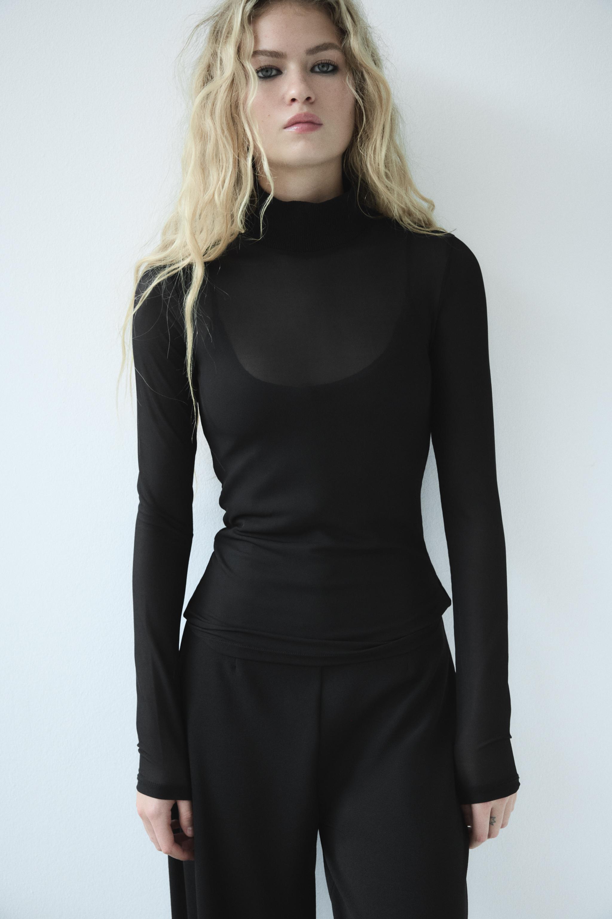 Sheer black polo neck on sale