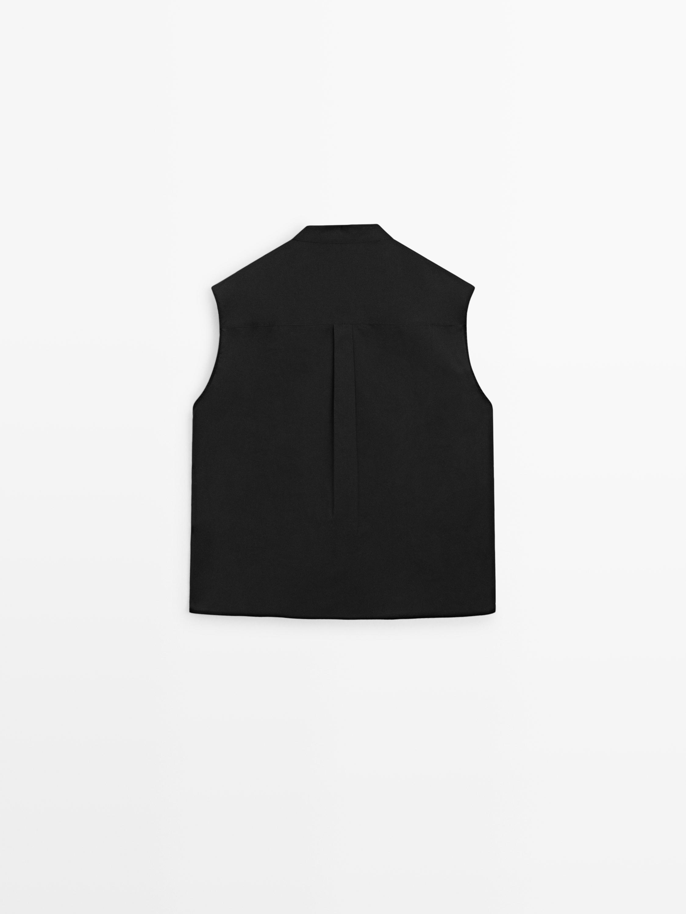 Veste sans manches en coton à plastron