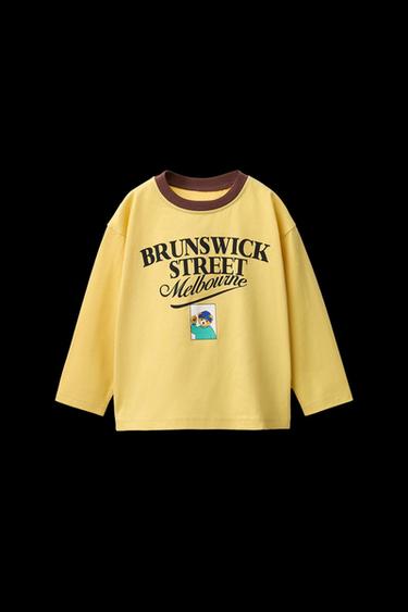 T-SHIRT WITH BEAR PRINT - Mid-yellow by Zara
