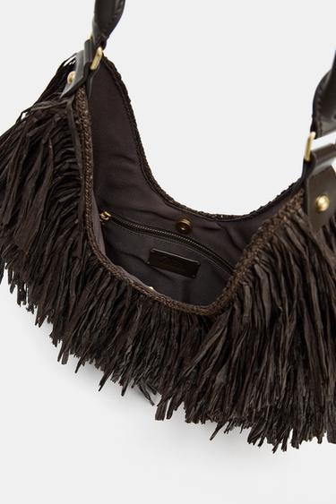 FRINGED TOTE BAG - Chocolate by Zara - Image 5