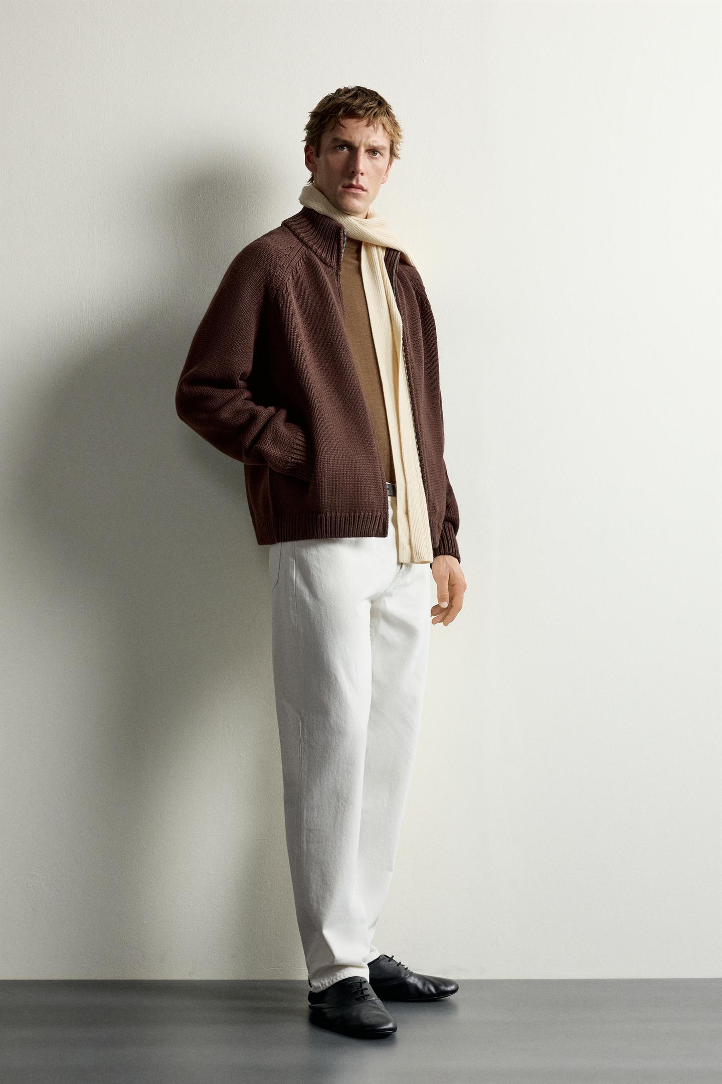 Кардиган Zara ZIP, цвет: Коричневый — фото 4