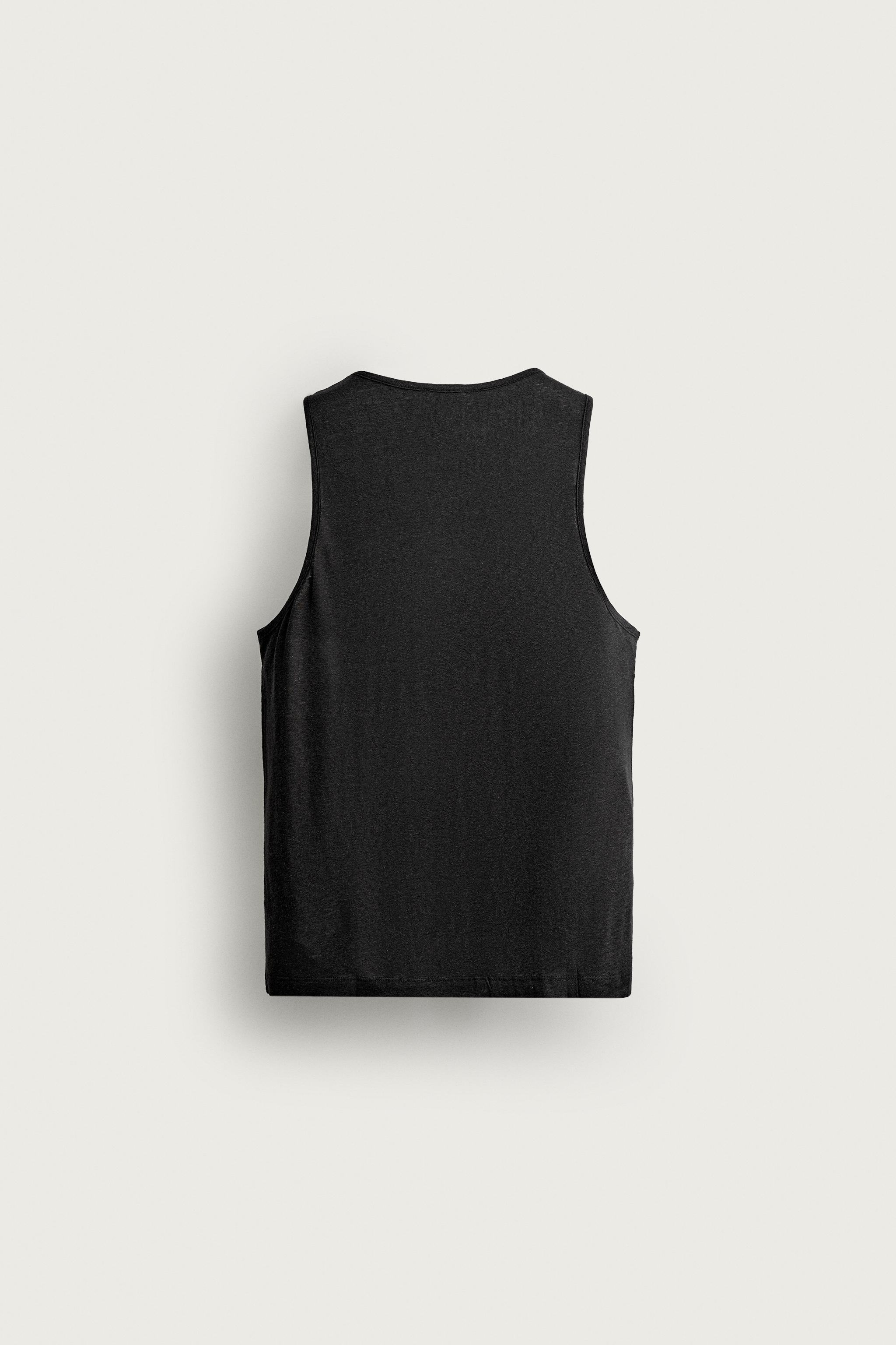 Мужские топы Zara RELAXED FIT VISCOSE LINEN TANK TOP — фото 7