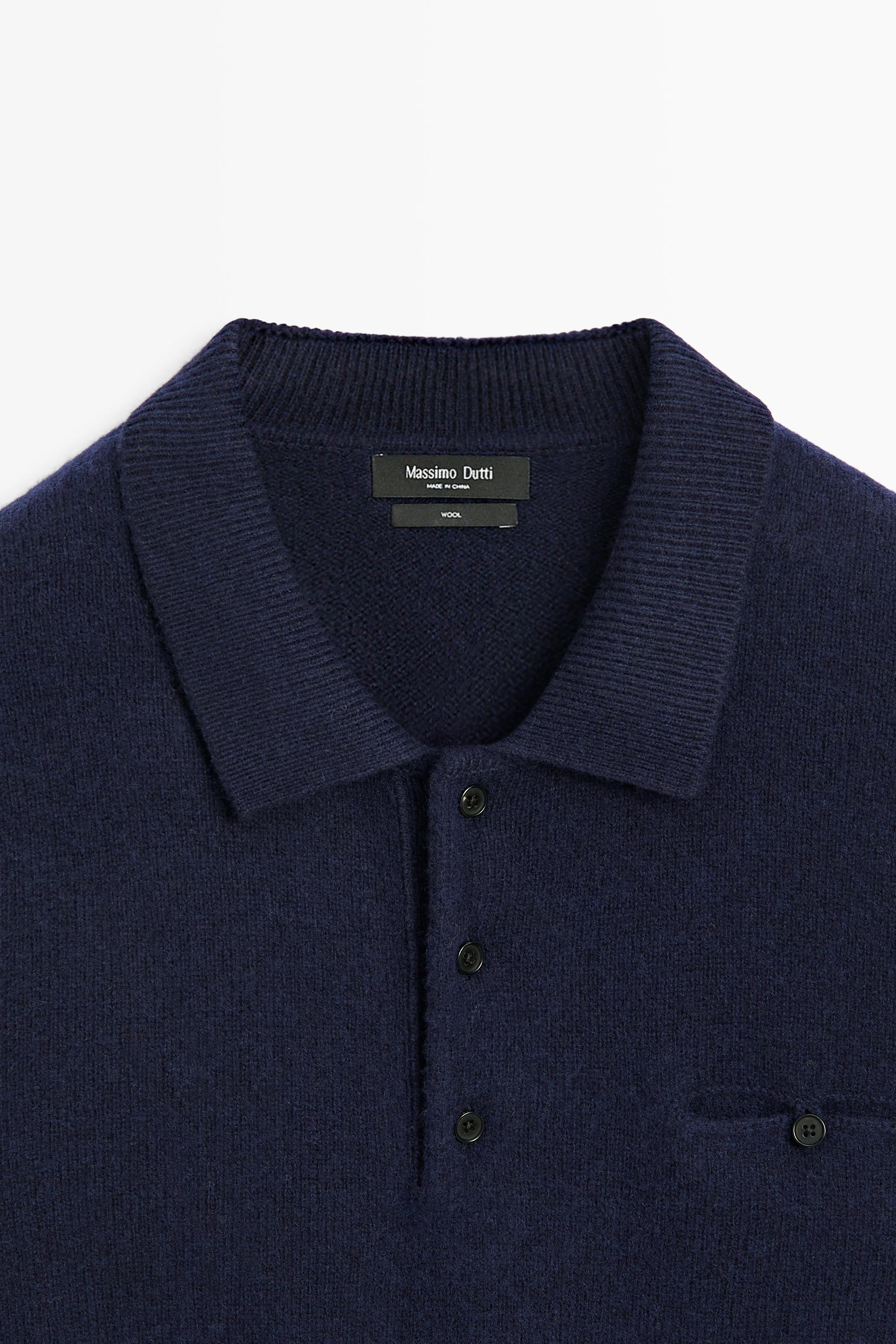 Pull en maille à col polo 100 % laine