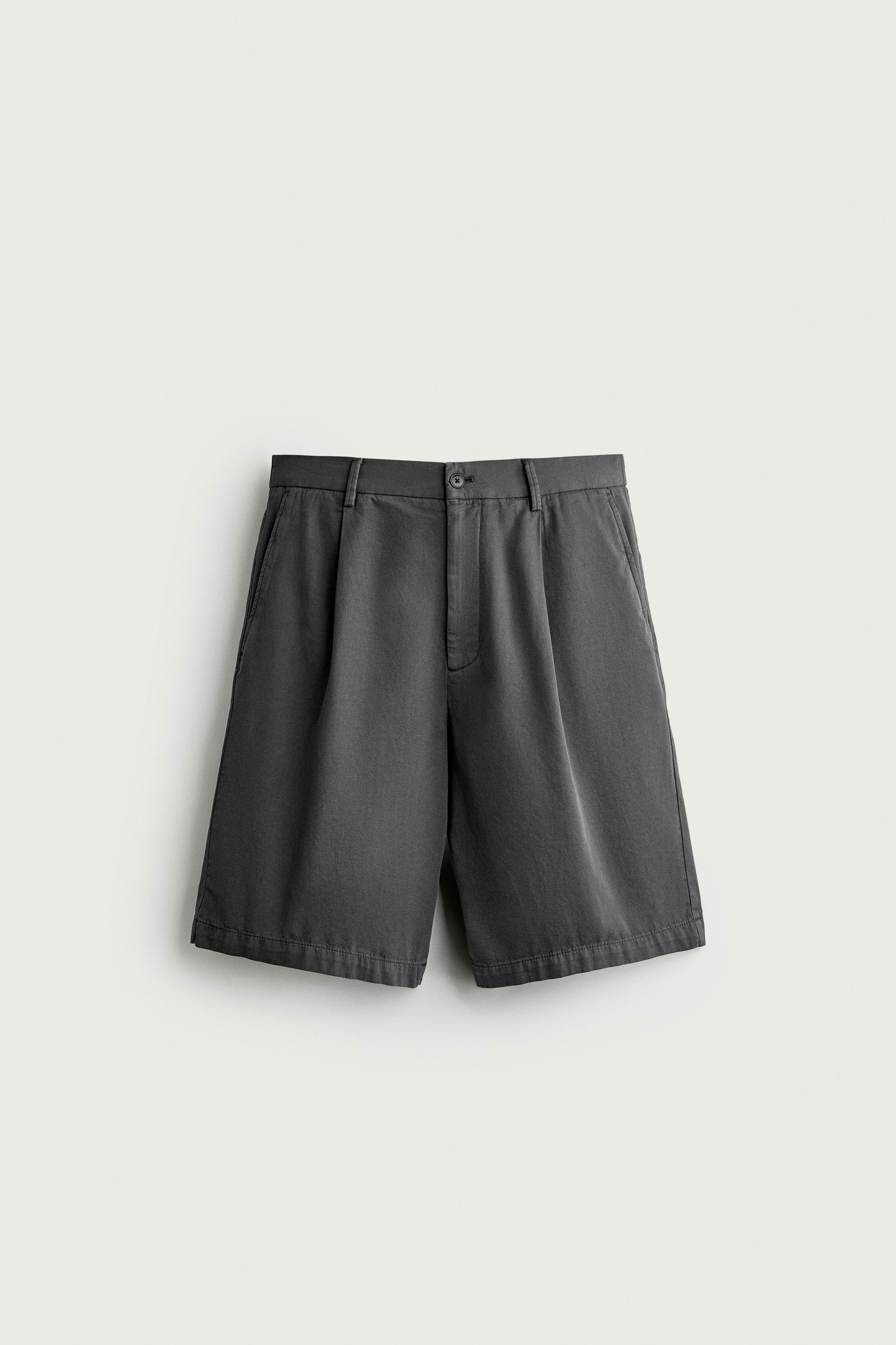 WASHED RELAXED FIT SHORTS — Gray