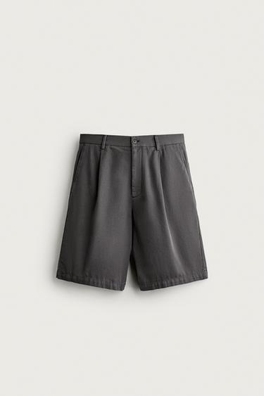 ШОРТЫ RELAXED FIT С ЭФФЕКТОМ ПОТЕРТОСТИ — СЕРЫЙ от Zara