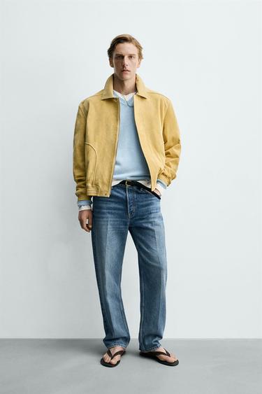 BLOUSON RELAXED EN DAIM - Jaune de Zara